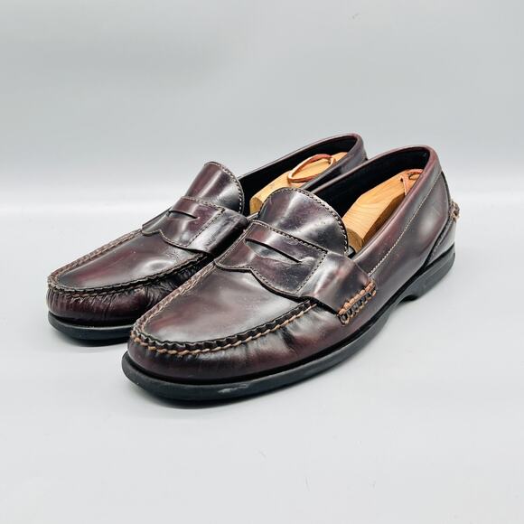 Sperry Shoes Men 11 Brown Leather Top Sider Slip On Penny Loafers Casual Comfort